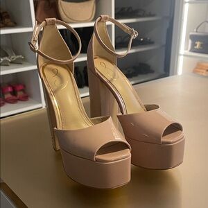 Elegant Nude Platform Heels